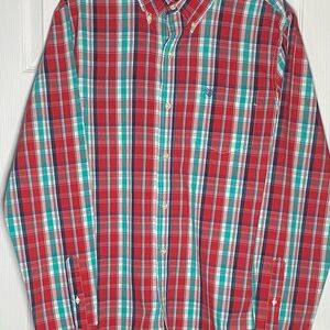 Chaps Red and Green Plaid Casual Shirt
